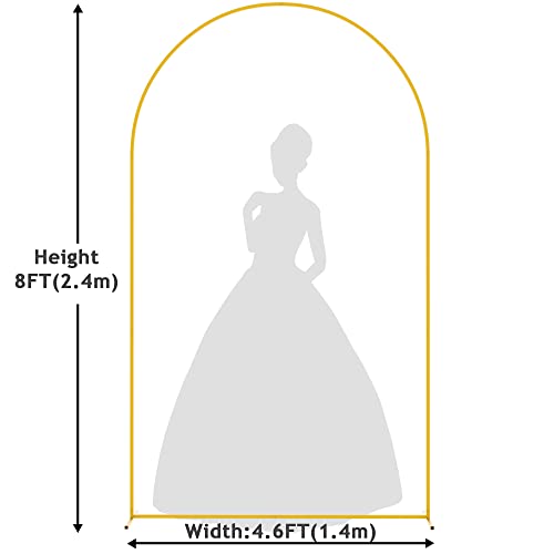Image of Putros Wedding Arch Stand Gold 8FT Metal Balloon Arched Backdrop Stand for Wedding Ceremony Birthday Party Bridal Baby Shower Decoration