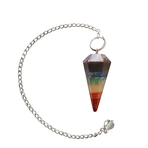 Image of 7 Chakra Point Pendulum | Healing Crystal Products For Reiki For & Feng Shui | Dowsing Gemstone Pendulum For Meditation & Spiritual Balance