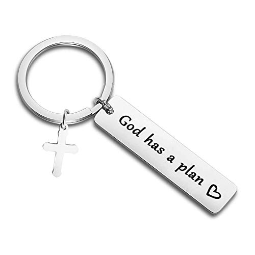 Zuo Bao Religious Gifts Inspirational Quote Keychain God Has a Plan Christian Jewelry for Friend Family Member Faith Keyring (God Has a Plan Keychain)