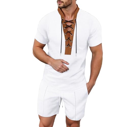 Survêtement ample pour homme avec pantalon court et chemise col en V