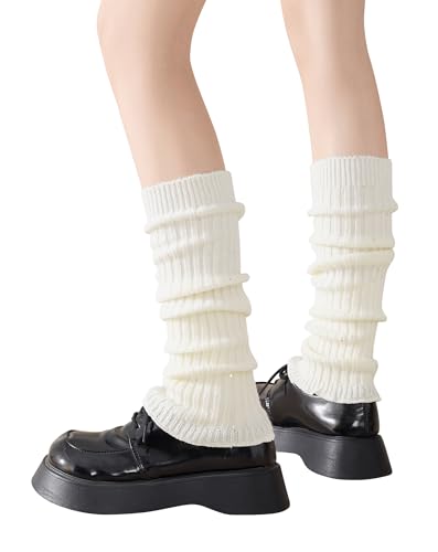 Image of Yawlsow Leg Warmers for Women Girls Y2k Knit Ruffle Leg Warmer Winter 80s with Sequins, Japanese Kawaii Harajuku Accessories