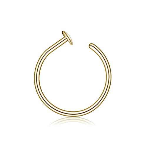 14k Gold Filled Small Thin Nose Ring Hoop Nostril Piercing Jewelry for Women, 6mm – 7mm 22G 22 Gauge