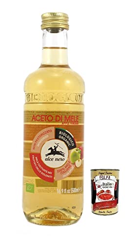 Alce Nero Aceto di Mele Biologico, Vinagre de manzana orgánico, fabricado con manzanas italianas de 500 ml + lata de 400 g de Polpa Gourmet Italiano