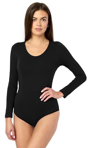 Merry Style Damen Langarm Body BD900 (Schwarz, M)