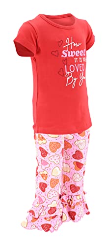Image of Unique Baby 2 Piece Girls Double Ruffle Leggings and Short Sleeve Shirt Clothes Set Kid and Toddler Girl Outfit