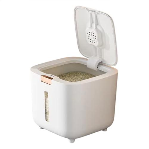 Contenedor dispensador de granos: barril de almacenamiento de arroz, contenedor de comida para mascotas, cubo para conservación de alimentos secos, organizador de harina, caja de almacenamiento sellad
