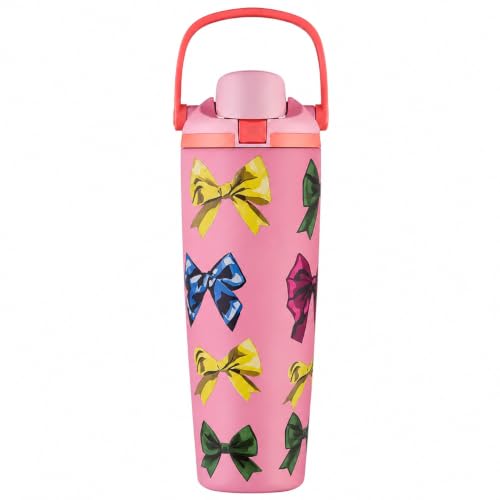 Image of HomeCloud 900ML Stainless Steel Water Bottle - Double-Wall Vacuum Insulated, Leakproof Straw Lid, BPA-Free Reusable Travel Flask with Two-Way Spout for Gym, Office & Outdoor Use (Pink Multi)