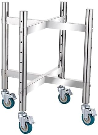 Heavy Duty Stainless Steel Stock Pot Rack with Wheels, Mobile Soup Pot Cart for Restaurant Kitchen & Hotel Use, Pot Dolly - 55x53.5cm (Silver)