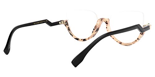 Image of Zeelool Stylish Semi-rimless Cat Eye Glasses Frame for Women with Non-prescription Clear Lens Felicia VHP0189-07 Light /Tortoise