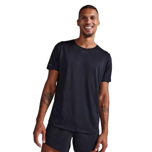 2XU Light Speed Tech tee Camiseta, Negro/Negro Reflectante, M para Hombre