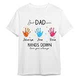Gifts for Daddy, Dad Ever Handprints Down Kids Love You Always of, Personalized T-Shirt, Gifts for Daddy Father from Daughter Son, Short Sleeve Tops Tee Shirt, Gifts for Birthday Multi Color