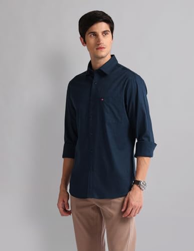 Image of Arvind Geometric Patterned Slim Fit Shirt