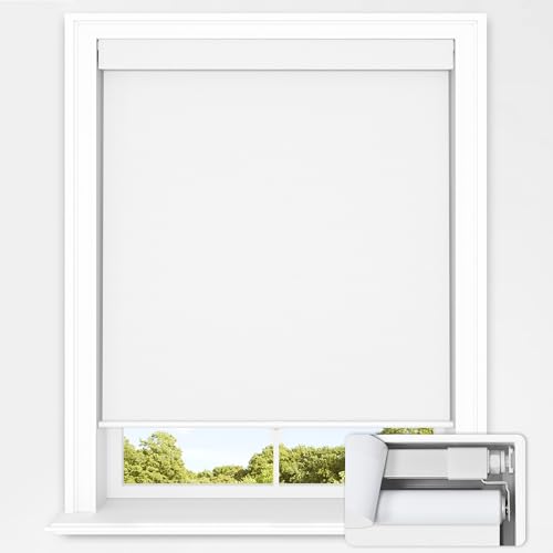 UNISHADES No Drill Roller Shades for Indoor Windows 100% Blackout Cordless Blinds for Home, for Window Size 21.5” W × 48