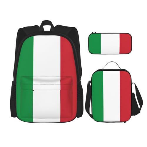 Ensemble 3 en 1 sac à dos drapeau italien noir bandoulière avec trousse