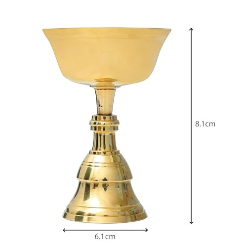 Shubhkart Nitya Akhand Narayan Diya | 110 Gm Brass Diya for Puja | Deepam Kundulu Jyot Oil Lamp | Pooja Items for Home Temple | Traditional for Worship | 8.1 Cm Height | Mandir Puja Article