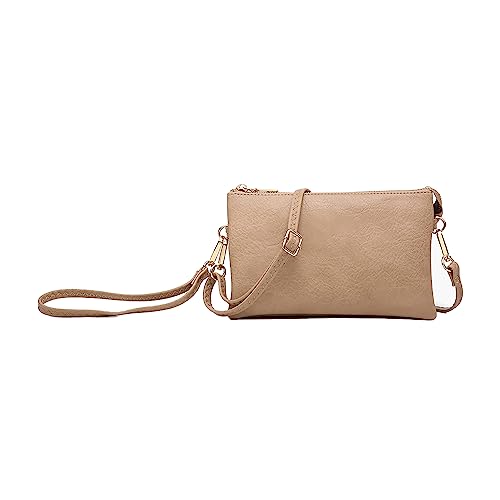 Image of JEN & CO. Riley Small Crossbody Bags Vegan Leather Wristlet Wallets Clutch Purses Shoulder Handbag for Women