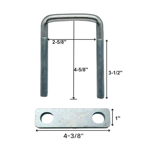 Image of 4 Pack Square U-Bolt for Trailer - Fits 2.5 Inch Wide Leaf Springs, Galvanized Steel Clamp Set, Secure Fit for Truck, Boat and Trailers