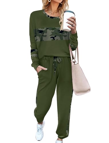 Image of Aloodor Sweatsuit for Women 2 Piece Outfits for Womens Crewneck Sweatshirts Pullover