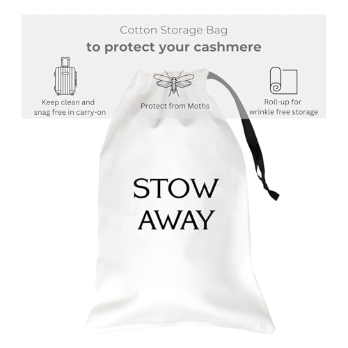 Jet&Bo 100% Pure Cashmere Lightweight Travel Wrap, Shawl & Scarf Gray Colorblock, Storage Bag + Gift Box4