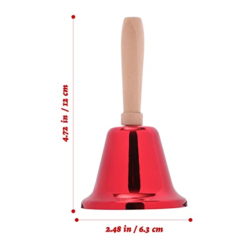 Didiseaon Christmas Hand Bell Wooden Handle Jingle Bells Dinner Call Bell for Weddings, Xmas, School, Service, Game and Pet Training (2pcs) - Thumbnail 5
