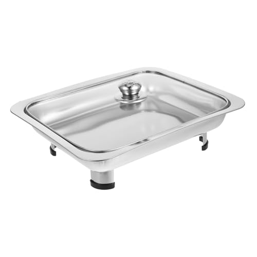 CONGARTENO Stainless Steel Buffet Tray Rectangular Dinner Plate with Cover for Food Warming