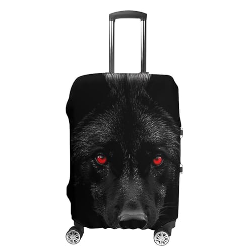 Black Red Eyed Wolf Luggage Cover, Elastic Luggage Protector Fits 19-32in Suitcases, Washable & Anti-Scratch Suitcase Cover for Men Women S