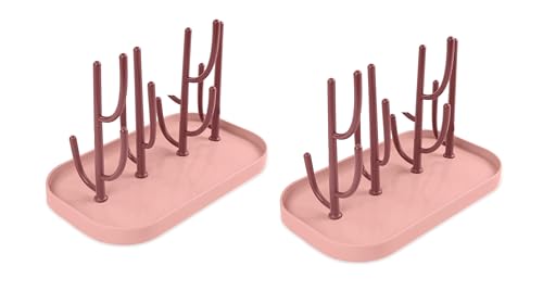 Escurre Biberones 2 UNDS - Seca Biberones – Escurridor Biberones Bebés – Estante Secador Plegable para Biberones y Tetinas - Escurridor Biberones y Tetinas (Rosa)