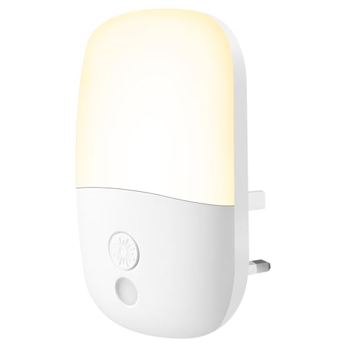 Jsdoin Wall Mount Night Light, with 5 Levels of Brightness and Dusk to Dawn Light Sensor, Children's Night Light for Children's Rooms, Stairs, Hallways, Bedrooms, Warm White (1PACK)