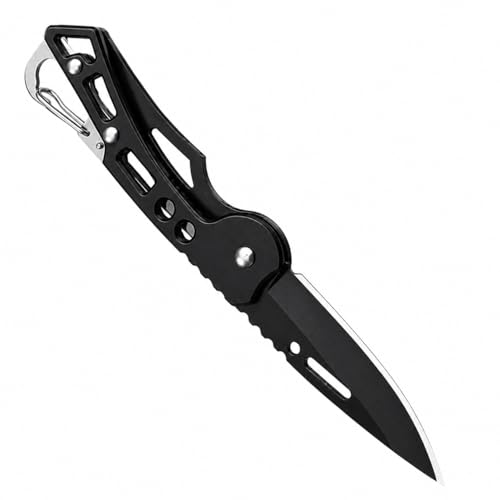 Image of Portable Foldable Pocket Knife with Precision Carbon Steel Blade, Multipurpose Cutter for Travel, Kitchen, Office & Daily Household Tasks with Grip Handle (Black)