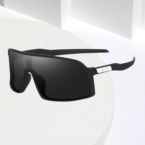 Image of IFLASH Non Polarized Mirrored Oversized Sports Sunglasses for Men Women, Outdoor Cricket Cycling Hiking Fishing Running Driving Baseball UV 400 Protection Anti Glare Goggles (BLACK)