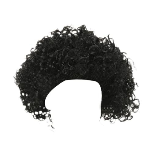 Generic ディスコウィッグ メタルロッカーキャラクターコスチュームウィッグ 女性用 男性用 ディスコテーマパーティー ハロウィン, 黒