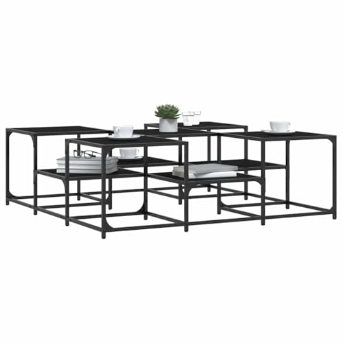 Table basse carrée noire pour optimiser le rangement du salon - 5