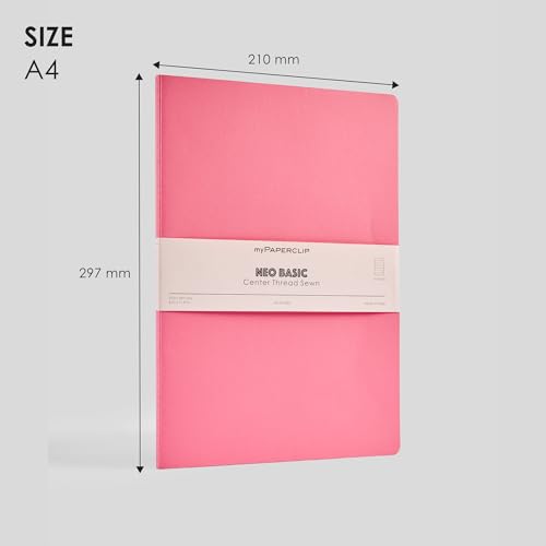 Image of myPAPERCLIP NeoBasic A4 Ruled Notebook | 160 Pages, 80 GSM, 250 GSM Soft Cover, A4 (8.27 x 11.69 in) | Pink