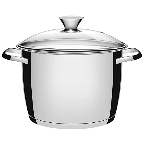 Caldeirão Tramontina Allegra em Aço Inox com Fundo Triplo e Tampa de Vidro 24 cm 7,5 L 62655/244