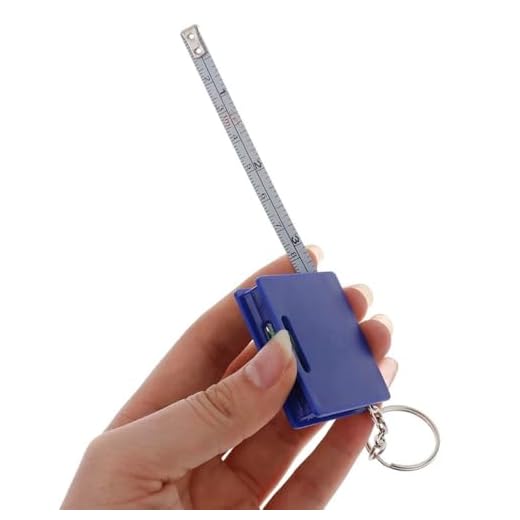 Keychain Construction Tools Roulette Measuring Instrument 1M Retractable Ruler Steel Tape Measure Mini Measure Tape Multifunctional(Blue)