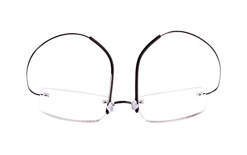 Agstum Titanium Rimless Flexible Frame Hingeless Optical Eyeglasses Clear Lens (Black, Customized / 52)