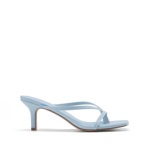 Image of DREAM PAIRS Kitten Heels for Women Flip Flops Slip on Low Heels Open Square Toe Thong Heeled Strappy Sandals Slides Comfortable Dress Shoes