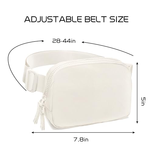 Image of Belt Bag for Women Two-Way Zipper Fanny Pack Crossbody Bags for Women Fashion Waist Packs Cross Body Fanny Pack with Adjustable Strap Gifts for Teen Girls (Ivory)