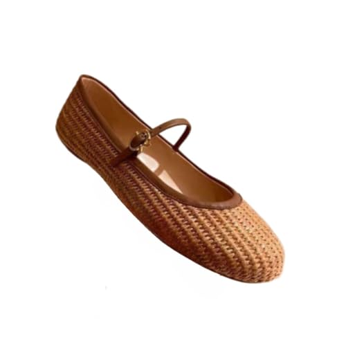 Mary Jane Espadrilles for Women Platform Rattan Sandals Raffia Woven Dress Shoes Slip on House Slippers Lightweight Breathable Low Top Straps Casual Walking Slides Summer Beach Party Cruise Vacation - Main Image