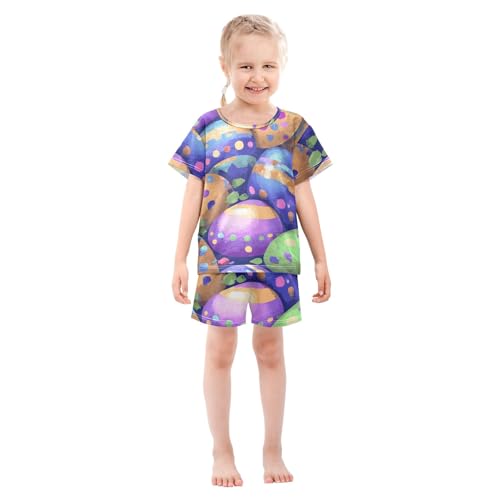 Summer Pajama Set Easter Spotted Eggs Pattern, Short Sleeve Sleepwear Nightwear3