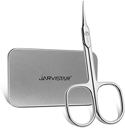 JARVISTAR Extra Fine Small Nail Scissors, Multipurpose Stainless Steel Cuticle Manicure Beauty Pedicure Grooming for Women, Fingernail, Toenail, Eyelash, Eyebrow, Dry Skin, Curved Blade 3.66 Inch