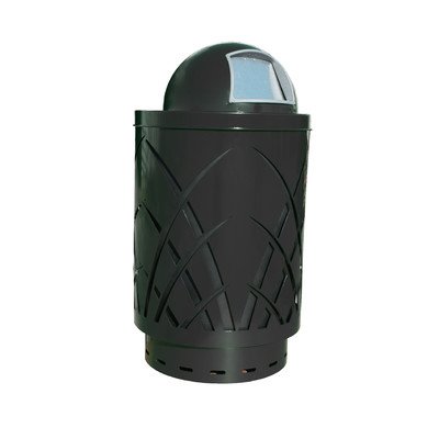 Covington 40-Gal Sawgrass Laser Cut Metal Waste Receptacle with Dome Top-Push Door Finish: Black