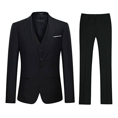 YOUTHUP Traje de 3 Piezas de Hombre Slim Fit Trajes de Boda de Negocios para Hombres Blazer Chalecos y Pantalones