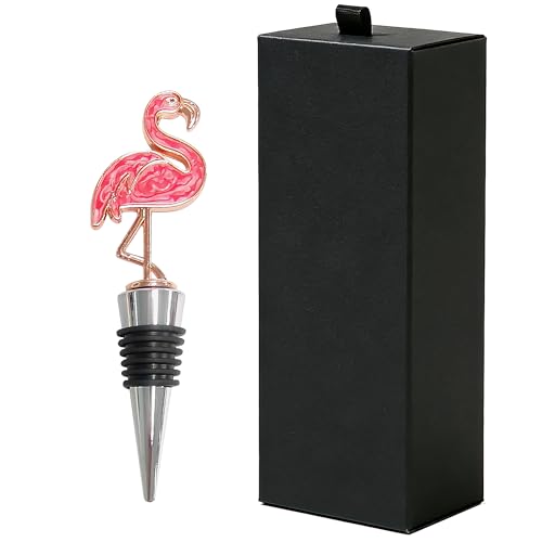 Flamingo Design Weinflaschenverschluss Set mit Geschenkbox, Kreativer Flaschenverschluss für Wein, Dekorativer Weinstopfen als Geschenk und Tischdekoration