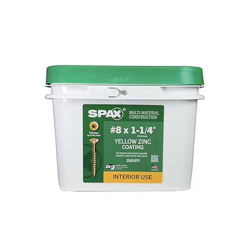 SPAX #8 x 1-1/4 pulgadas Tornillos para Madera con Cabeza Plana Interior, Sistema Torx T-Star Plus, Paquete de 2500 piezas miniatura 3