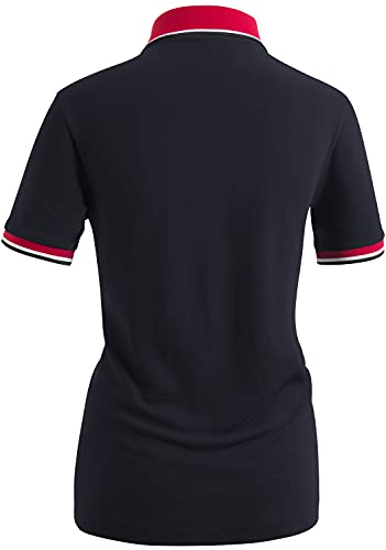 Clovery Women's Casual Basic Short Sleeve Pk Polo Shirts Navy Large #TOP2