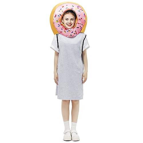 Munweiyu Chapeau Donut Party Costume de carnaval pour femme et homme Fête à thème Beignets Costume de carnaval Costume de donut Alimentaire Tenues adultes Costume de snacks amusant Costume de scène
