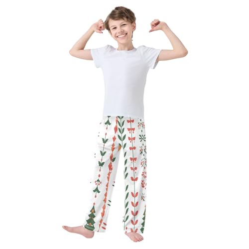 Boys' Pants Christmas Flowers Leaves Stripe Long Bottoms Jogger Pants Elastic Waist Trousers with Pockets S-XL2