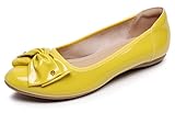 VenusCelia Women's Bows Dance Flat Shoes (8 M US,Yellow Patent)