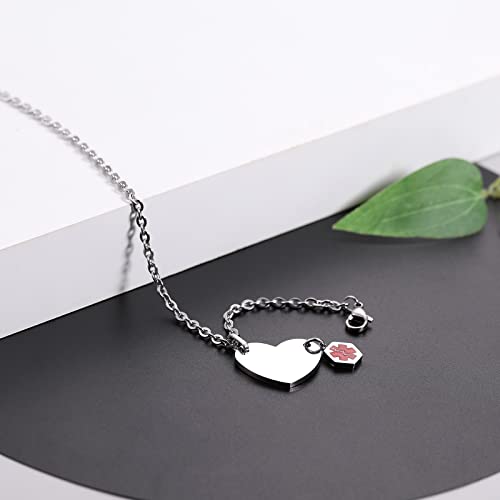 Medical Alert ID Necklace for Women Stainless Steel Medical Pendant Necklace for Men Emergency Identification Pendant Necklaces,22 Inches Chain4